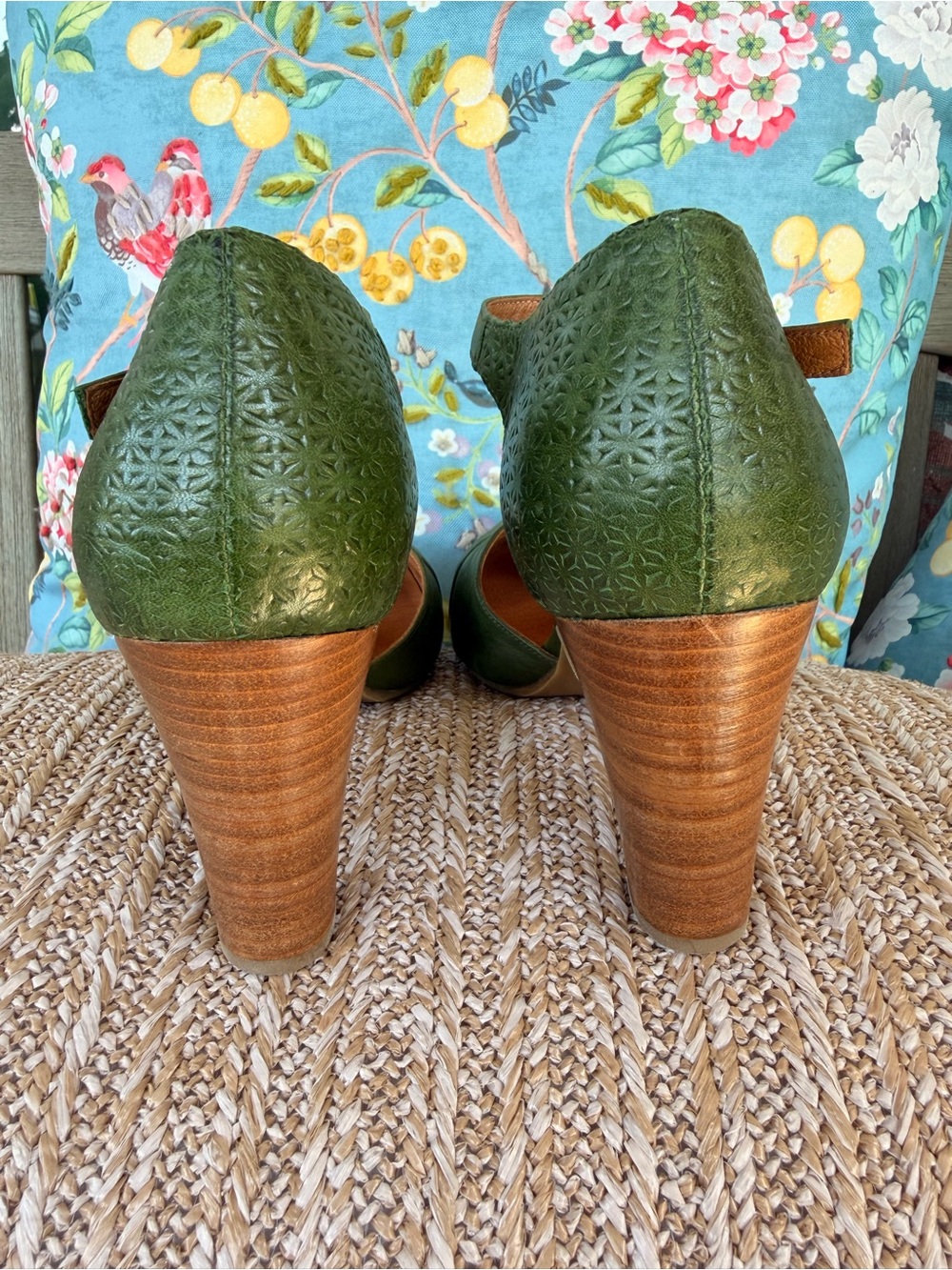 Miz Mooz Olive Green Leather Mary Jane Heels - Picture 4 of 6